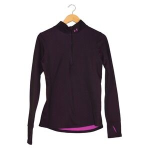 Under Armour Quarter Zip Pullover Womens Purple Black Good Condition Thumbhole